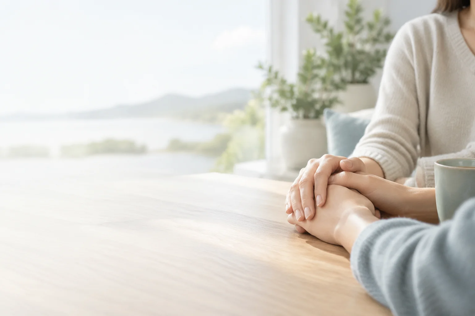 Two people holding hands
